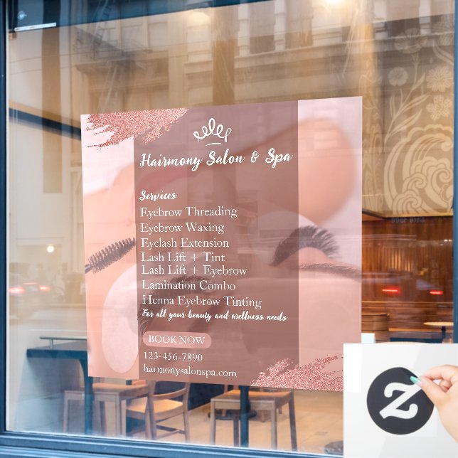 Customize Salon Spa  Lashes Eyelashes Services Window Cling (Cafe Window)