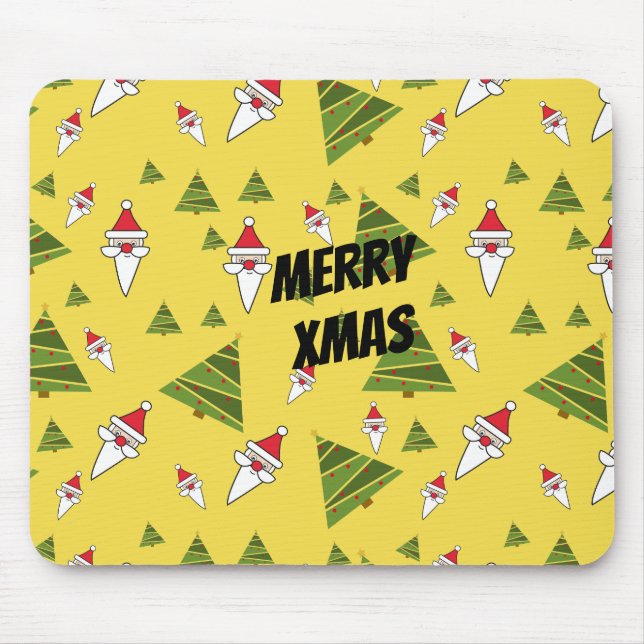 Customize Santa and Christmas Tree Mouse Pad (Front)