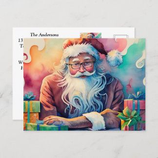 Customize Santa's Whimsical Christmas Journey Post Holiday Postcard