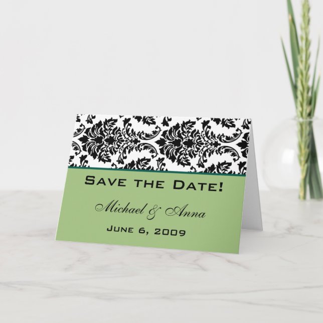Customize Save The Date Baroque Black and Green Announcement (Front)