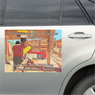 Customize Saw Log To Lumber Service Truck Car Magnet