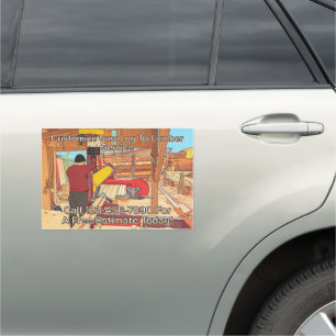 Customize Saw Log To Lumber Service Truck Car Magnet