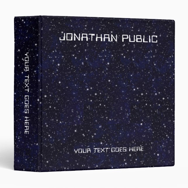 Customize Science Space Stars Universe Black 3 Ring Binder (Front/Spine)