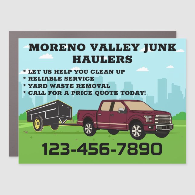 Customize Scrap Junk Refuge Hauling Truck Trailer  Car Magnet (Front)
