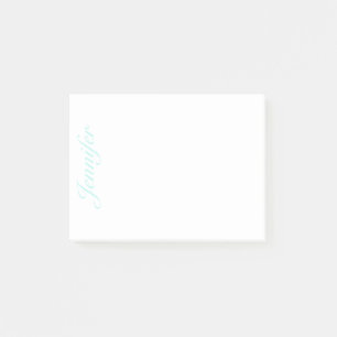 Customize Script Name, No Lines, Light Teal Post-it Notes