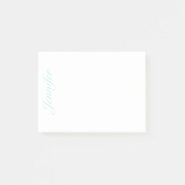 Customize Script Name, No Lines, Light Teal Post-it Notes (Front)