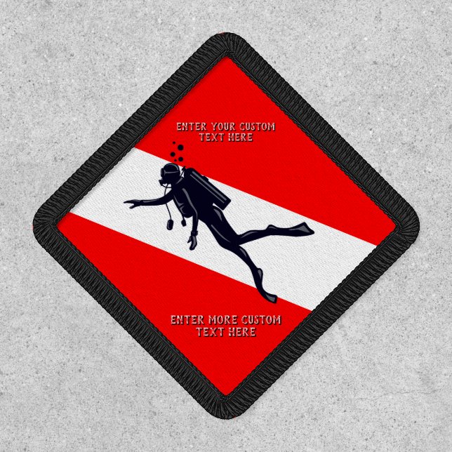 Customize Scuba Diver Down Flag Sports Patch (Front)