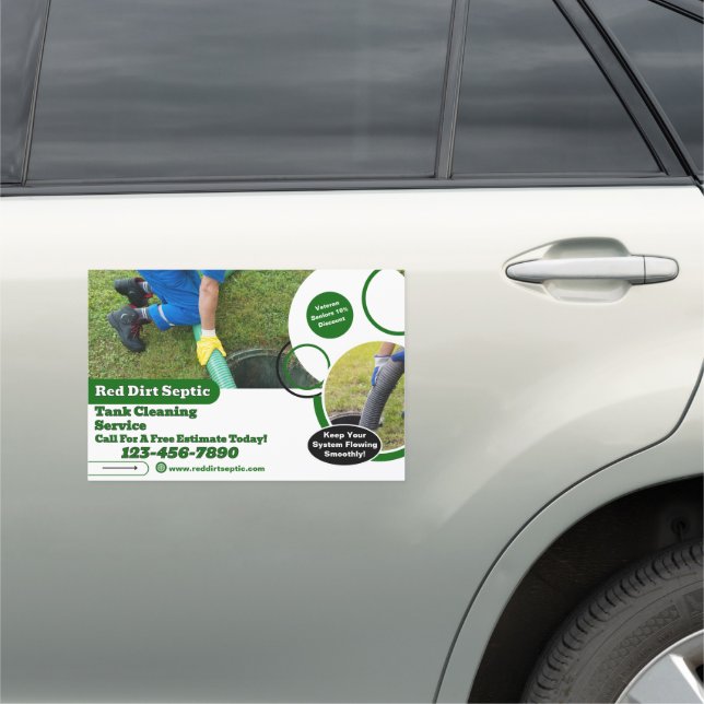 Customize Septic Tank Cleaning Service Detailed  Car Magnet (In Situ)