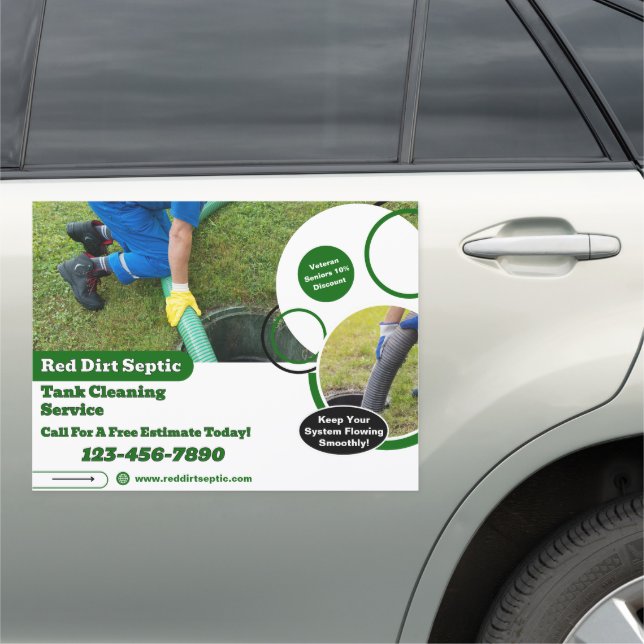 Customize Septic Tank Cleaning Service Detailed Tr Car Magnet (In Situ)