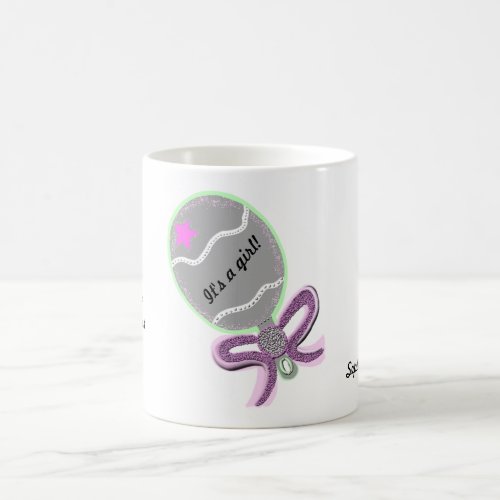 CUSTOMIZE Shower Date Baby Girl Pink Rattle Mug