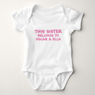 Customize sibling names on baby Sister's Bodysuit