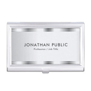 Customize Silver Look Glamorous Elegant Template Business Card Case