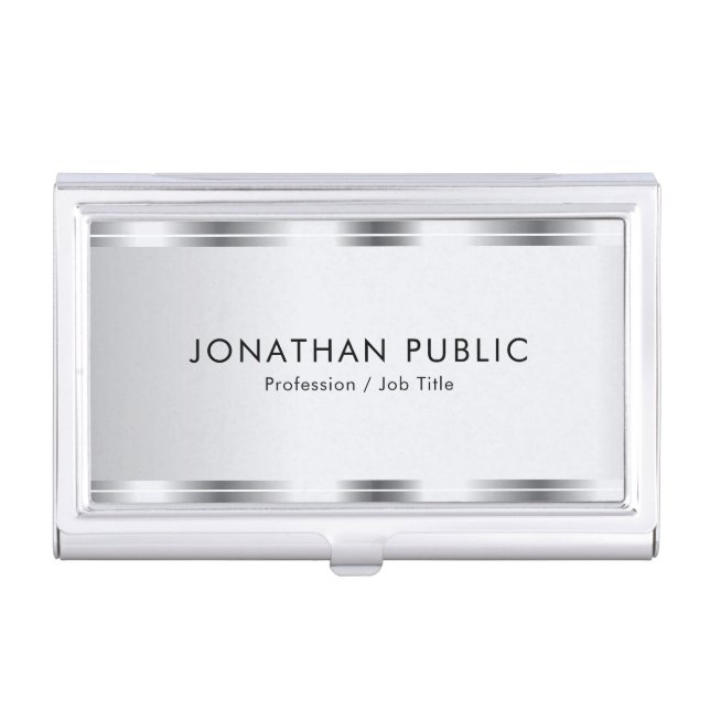 Customize Silver Look Glamorous Elegant Template Business Card Case (Front)
