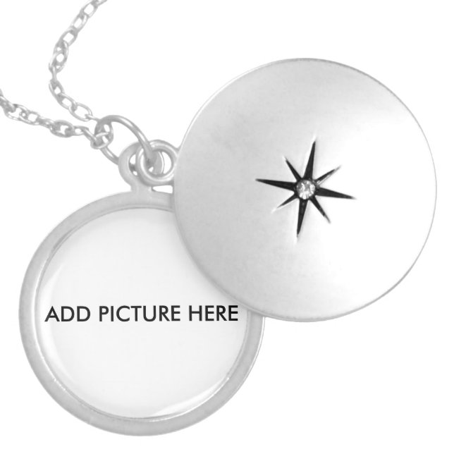 Customize Silver Plated With your Picture Silver P Locket Necklace (Front)