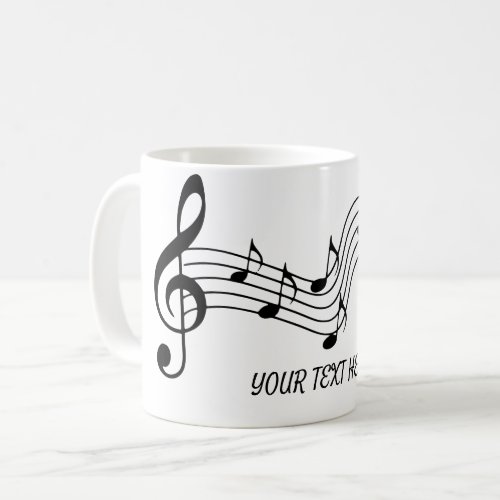 Customize Simple Black White Music Notes Coffee Mug