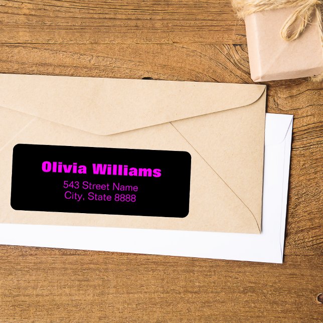 Customize Simple Neon Magenta in Elegant Black  Label (Creator Uploaded)