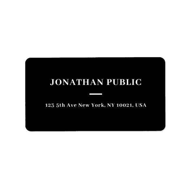 Customize Simple Template Black And White Address Label (Front)