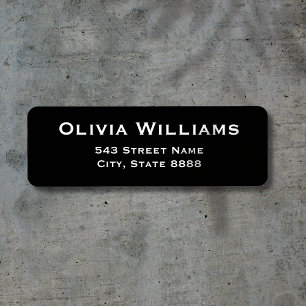 Customize Simple White Text in Elegant Black  Label