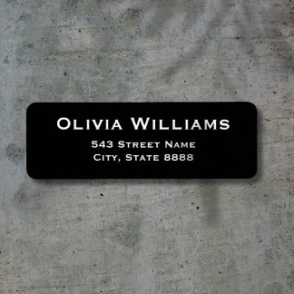 Customize Simple White Text in Elegant Black  Label