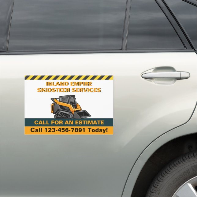 Customize Skid Steer For Hire Small Business Car Magnet (In Situ)