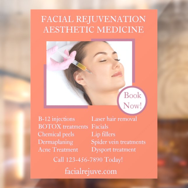 Customize Skin Treatment Botox Facials Detailed 3 Window Cling (Sheet 2)