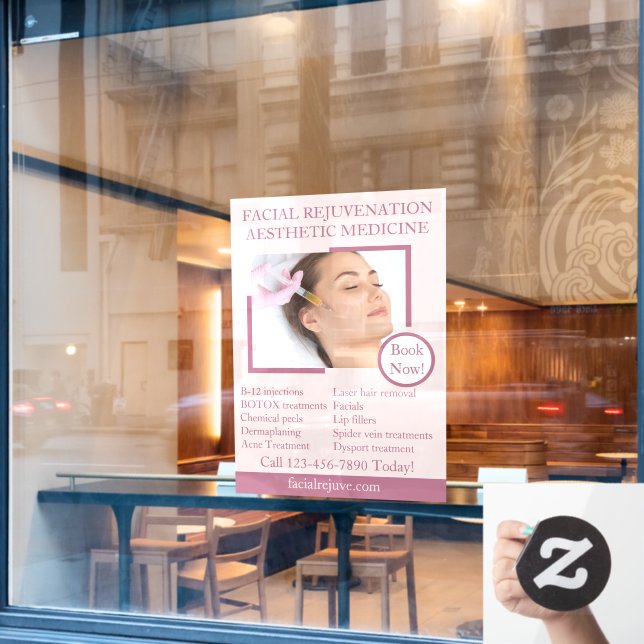 Customize Skin Treatment Botox Facials Detailed  Window Cling (Cafe Window)