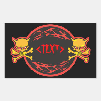 Customize Skulls and Flames Design, <TEXT> Rectangular Sticker