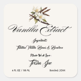 Customize Small Business Vanilla Extract Product Square Sticker