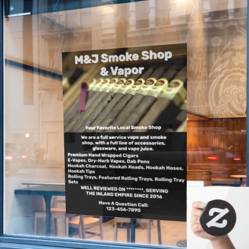 Customize Smoke Shop Advertisement For Front  Window Cling