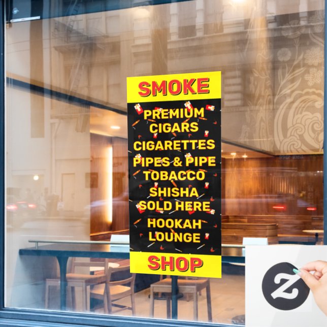 Customize Smoke Shop Cigarettes Cigars Tobacco  Window Cling (Cafe Window)