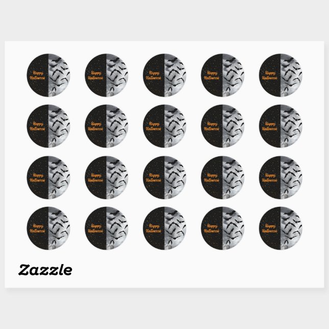 Customize Smokey Bats Halloween Classic Round Sticker (Sheet)