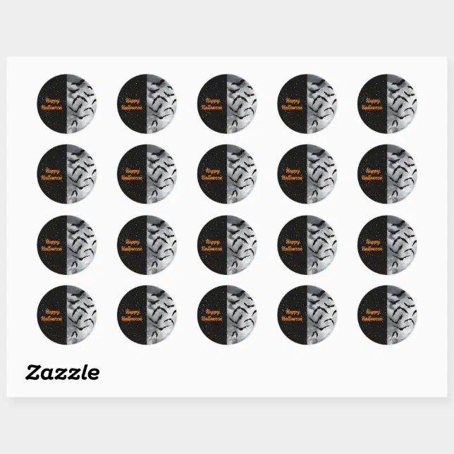 Customize Smokey Bats Halloween Classic Round Sticker | Zazzle