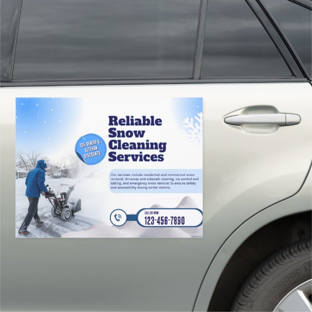 Customize Snow Cleaning Service Truck  Car Magnet (In Situ)