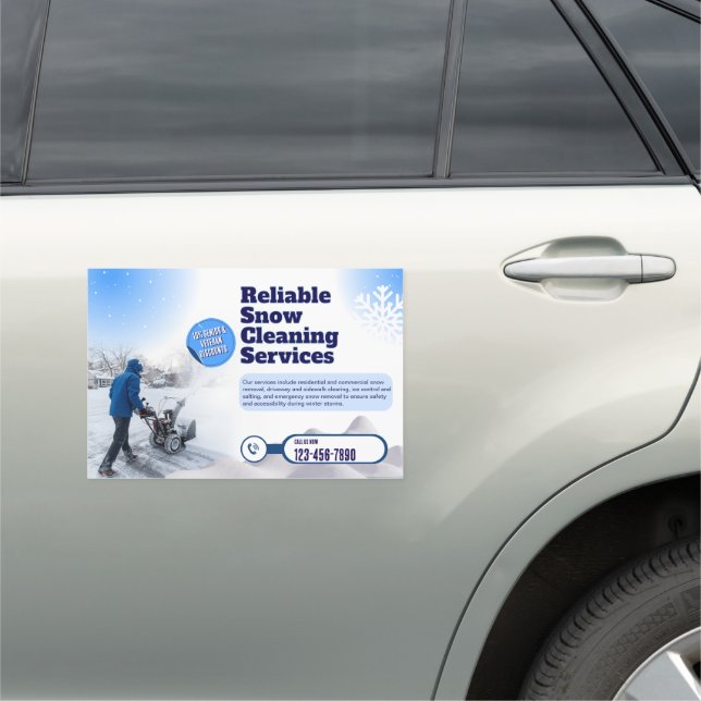Customize Snow Cleaning Service Truck  Car Magnet (In Situ)