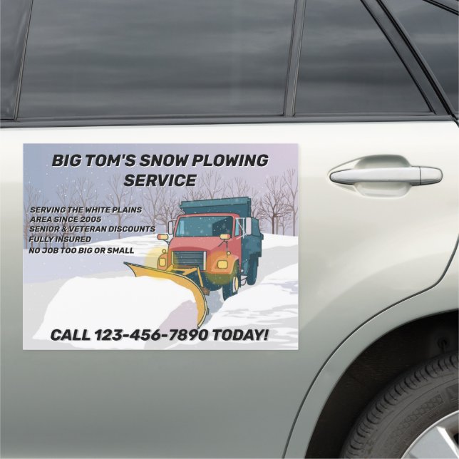 Customize Snow Plowing Service Business Truck Car Magnet (In Situ)