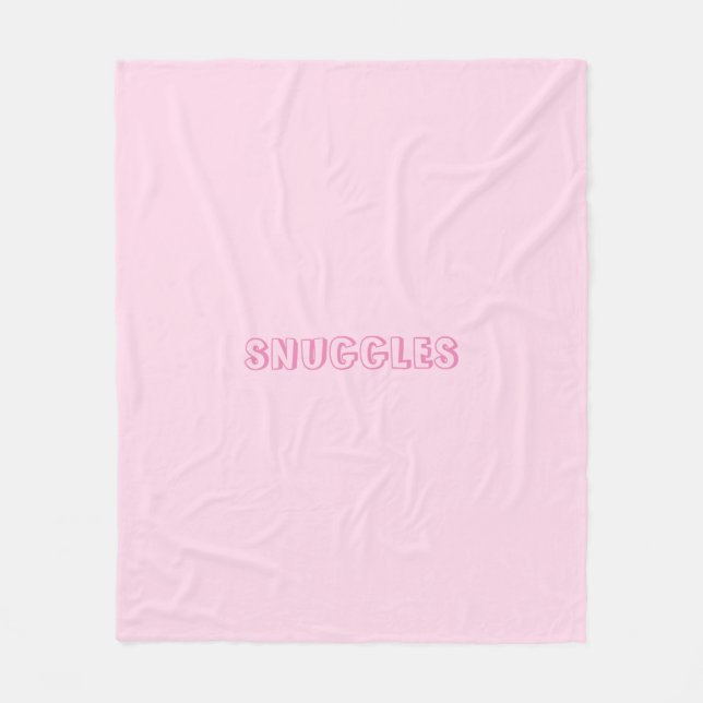 Customize "Snuggles" name or text light pink Fleece Blanket (Front)