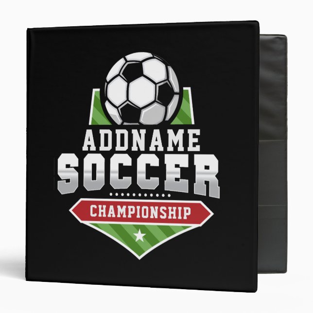 Customize Soccer ADD TEXT Varsity Team Player  3 Ring Binder (Front/Inside)