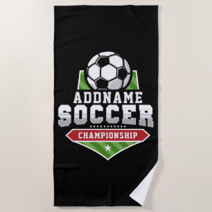Customize Soccer ADD TEXT Varsity Team Player Beach Towel
