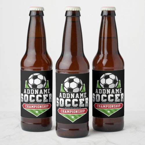 Customize Soccer ADD TEXT Varsity Team Player  Beer Bottle Label