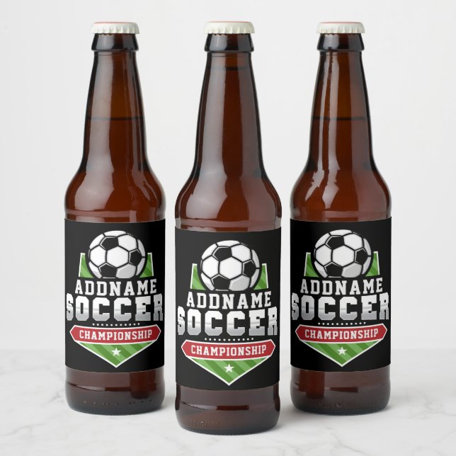 Customize Soccer ADD TEXT Varsity Team Player  Beer Bottle Label (Bottles)