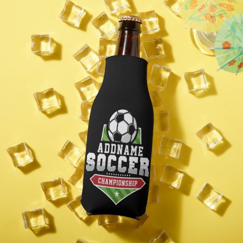 Customize Soccer ADD TEXT Varsity Team Player  Bottle Cooler