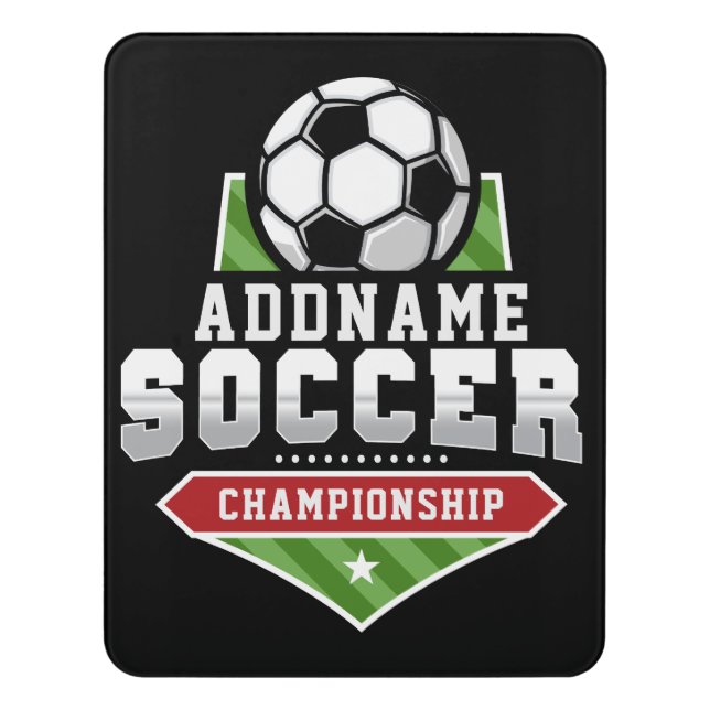 Customize Soccer ADD TEXT Varsity Team Player  Door Sign (Contemporary Vert)