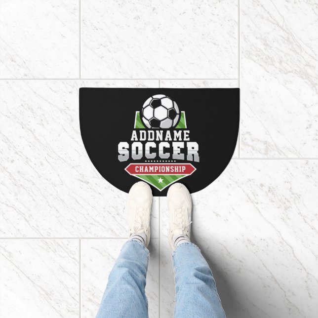Customize Soccer ADD TEXT Varsity Team Player  Doormat (Indoor)