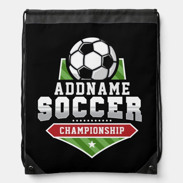 Customize Soccer ADD TEXT Varsity Team Player  Drawstring Bag (Front)