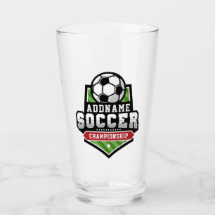 Customize Soccer ADD TEXT Varsity Team Player Glass