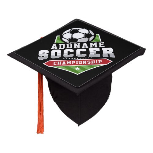 Customize Soccer ADD TEXT Varsity Team Player  Graduation Cap Topper