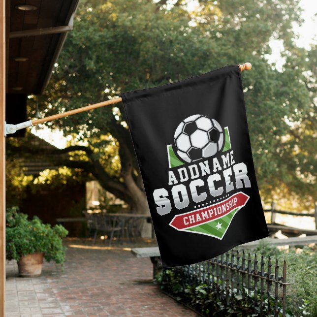 Customize Soccer ADD TEXT Varsity Team Player  House Flag (In SItu)