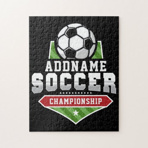 Customize Soccer ADD TEXT Varsity Team Player  Jigsaw Puzzle