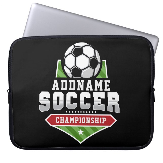 Customize Soccer ADD TEXT Varsity Team Player  Laptop Sleeve (Front)