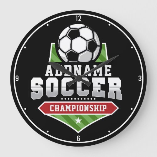 Customize Soccer ADD TEXT Varsity Team Player  Large Clock